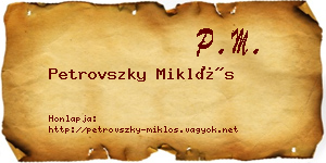 Petrovszky Miklós névjegykártya