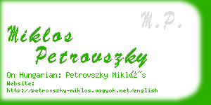 miklos petrovszky business card